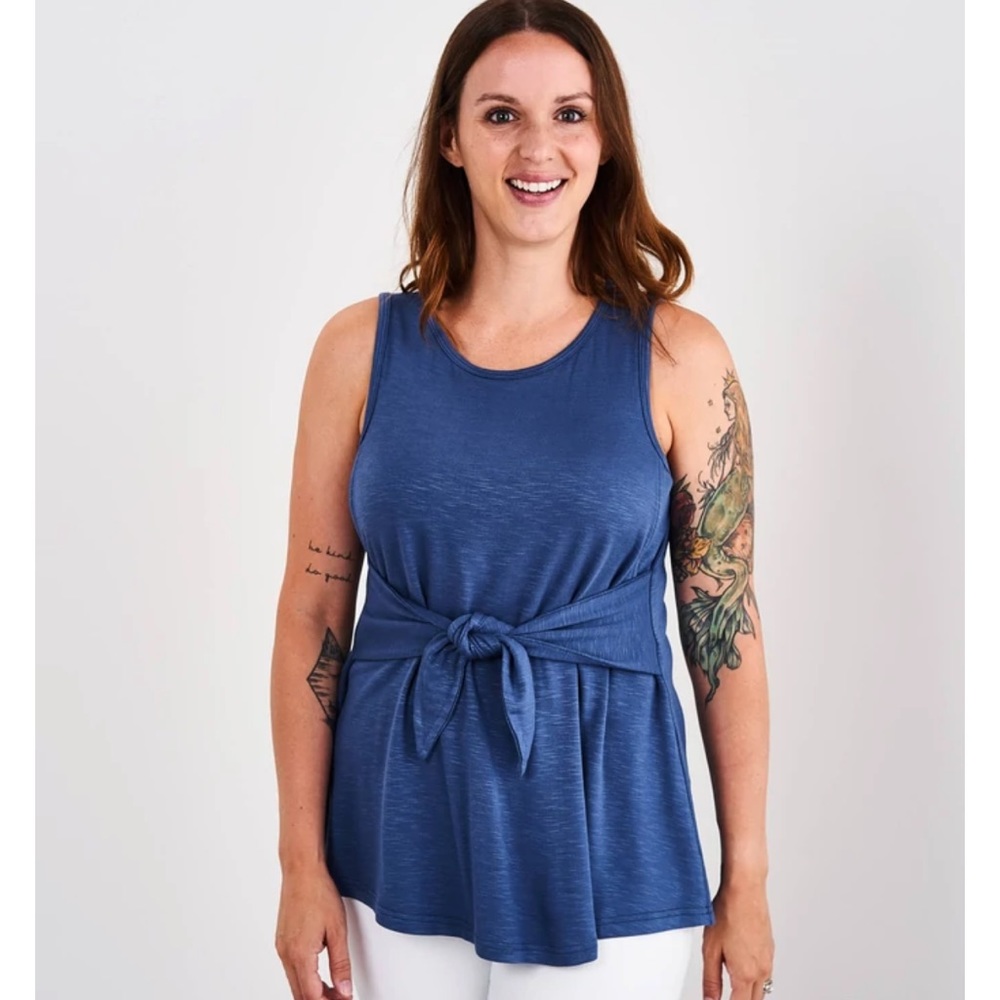 Latched mama French terry nursing top in royal blue color
